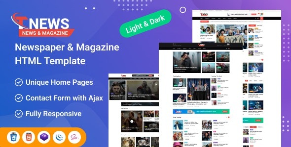 TNews Newspaper & Magazine HTML Template – 50623326