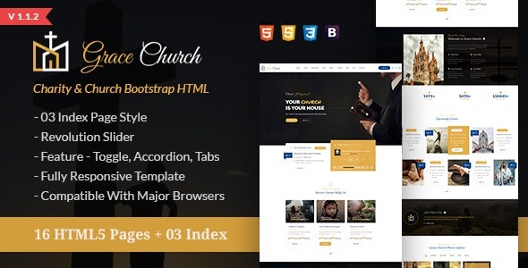 Grace Church – Charity Bootstrap HTML Template – 20990239