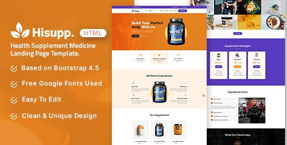Hisupp – Health Supplement Medicine Landing Page Template – 31048153