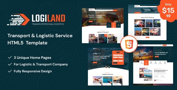 LogiLand – Transportation & Logistics Services HTML5 Template – 48028026