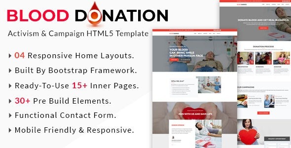 Blood Donation – Activism & Campaign HTML5 Template – 19767842