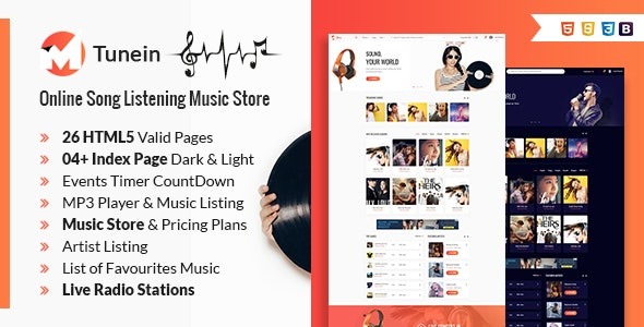 Tunein Online Music Store and Radio Station HTML Template – 24828991