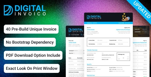 Invoice HTML Template for Ready to Print – Digital Invoico – 42680227