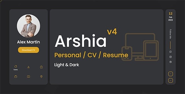 Arshia – Personal, portfolio, vCard and resume template – 25605153