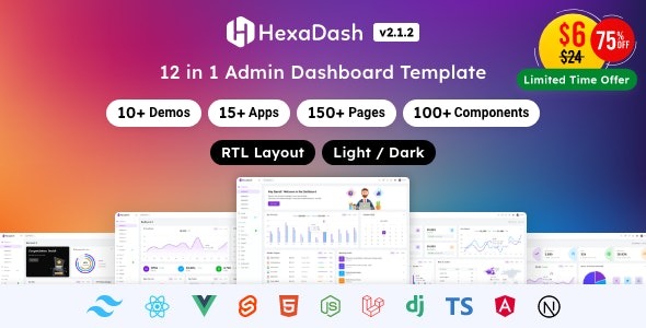 HexaDash | Tailwind, React, Vue, Angular, Svelte, Laravel, Nodejs, Django & HTML Dashboard Template – 42355059