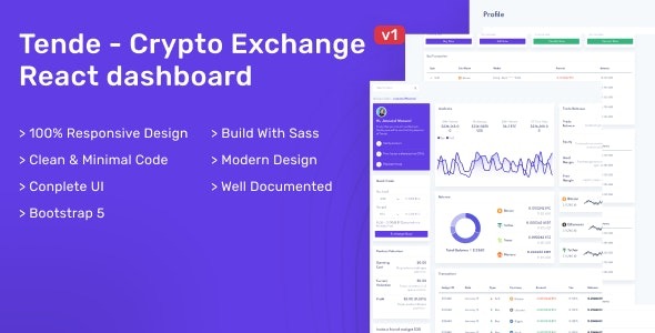 Tende – Cryptocurrency Exchange React Dashboard – 37849295