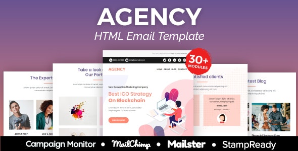 Agency – Multipurpose Responsive Email Template 30+ Modules – Mailster & Mailchimp – 24565386
