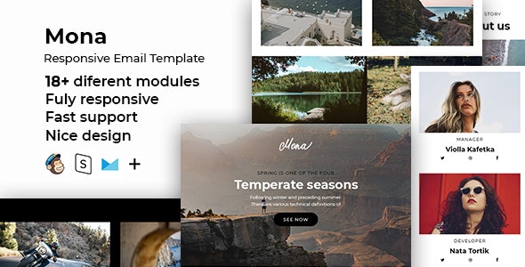 Mona – Responsive HTML Email + StampReady, MailChimp & CampaignMonitor Compatible Files – 24537777