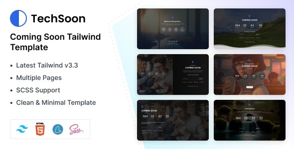 Techsoon – Tailwind Coming Soon HTML Template – 46522359