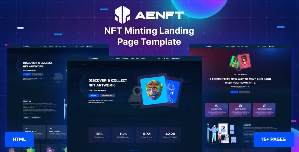 Aenft – NFT Minting or Collection Landing Page HTML Template – 39869044