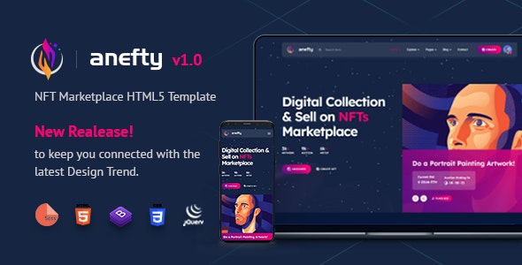 Anefty | NFT Marketplace HTML5 Template – 36419773