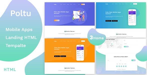 Poltu – Mobile App Landing HTML Template – 22405246