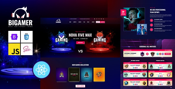 Bigamer – eSports And Gaming Tournaments React Js Template – 37954286