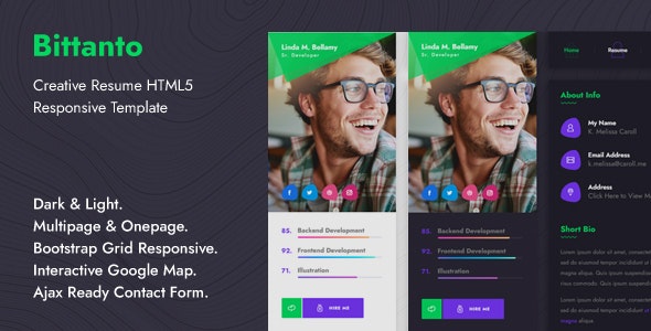 Bittanto – Creative Resume HTML5 Responsive Template – 31529354