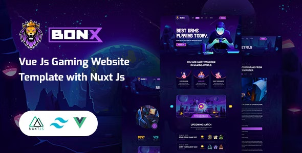 Bonx – Vue Js Gaming Website Template with Nuxt Js – 35335336