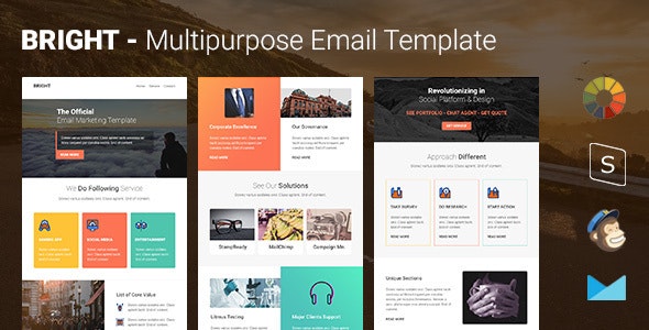 Bright – Multipurpose Responsive Email Template with Online Stampready & Mailchimp Builders Access – 14744815