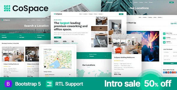 CoSpace – Coworking Company & Events HTML Template + RTL – 34612366