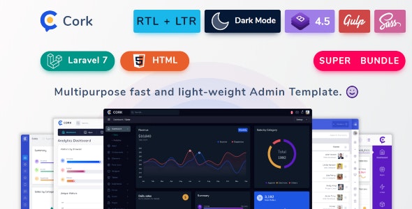 Cork - HTML and Laravel Bootstrap Admin Dashboard Template - 25582188