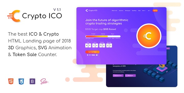 Crypto ICO – Cryptocurrency Website Landing Page HTML Template – 21968965