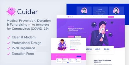 Cuidar - Coronavirus Medical Prevention, Donation & Fundraising HTML Template - 29484828