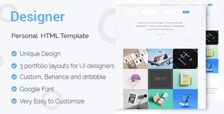 DESIGNER - UI & UX Designers Portfolio HTML Template - 19505638