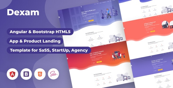 Dexam – Angular & Bootstrap 4 Html SaaS, Startup & Product Landing Page – 23137988