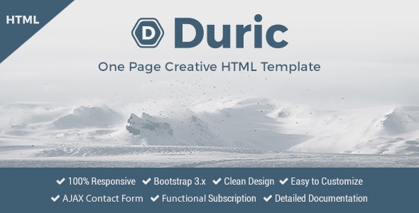 Duric – One Page Creative HTML Template – 19113894