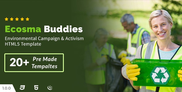 Ecosma Buddies - Environmental Campaign & Activism HTML5 Template - 22221693