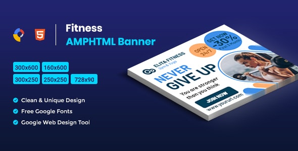 Fitness AMPHTML Banners ads template – 25806650