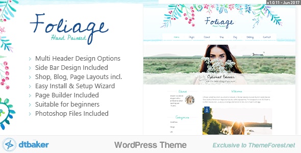 Foliage Watercolor – Creative WordPress Theme – 19550305