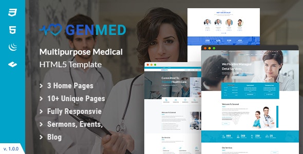 Genmed Multipurpose Medical HTML5 Template - 25572554