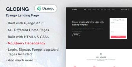 Globing - Django Landing Page Template - 33223561