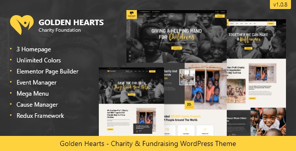 Golden Hearts – Fundraising & Charity WordPress Theme – 35057158