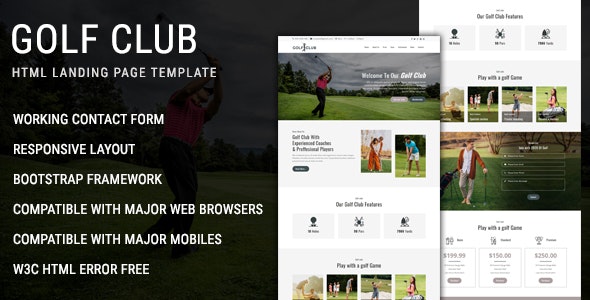 Golf Club – Multipurpose Responsive HTML Landing Page Template – 27024162