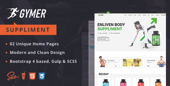 Gymer - Health & fitness medicine ecommerce html template - 23052110