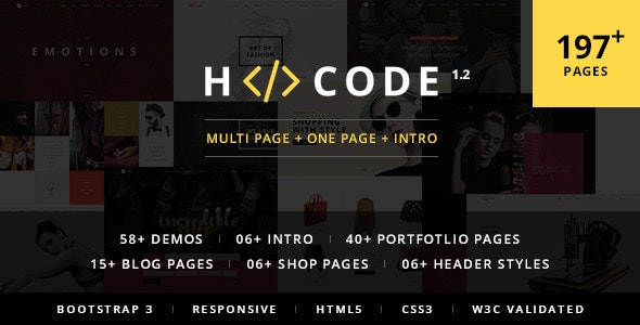 H-Code Multipurpose OnePage & Multi Page Template - 11717596