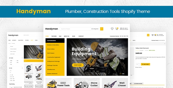 Handyman – Drag & Drop Plumber, Construction Tools Shopify Theme – 19900177