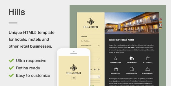 Hills – A Unique Responsive Hotel / Motel HTML5 Template – 18086171
