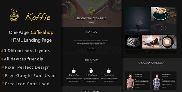 Koffie – Coffee Shop HTML Landing Page – 19231417