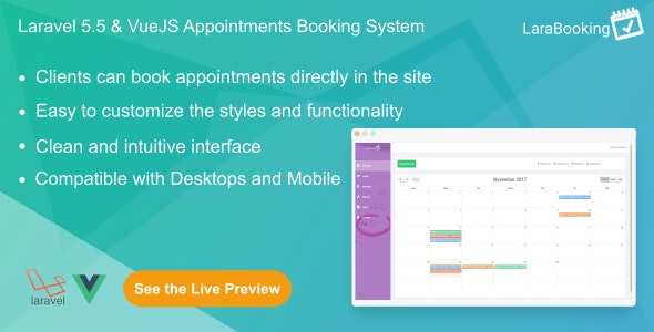 LaraBooking – Laravel Appointments Booking System – 21052512