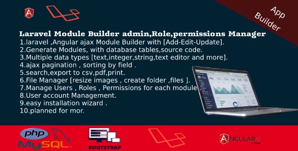 Laravel Admin Builder – Angular CRUD+Users,Roles,Permission +Files Manager – 20385402