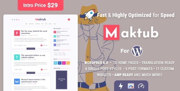 Maktub – Minimal & Lightweight Blog for WordPress – 38348402