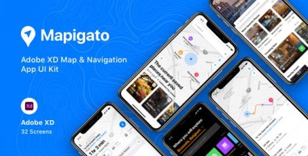 Mapigato - Adobe XD Map & Navigation App UI Kit - 28722762