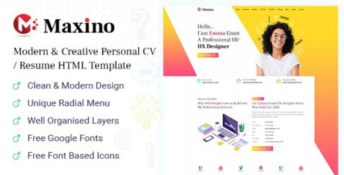 Maxino – Personal Resume HTML5 Template – 23472210
