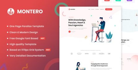 Montero One Page Parallax HTML5 Template - 25587343