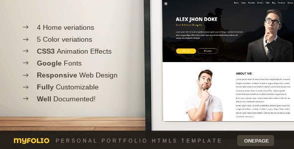 Myfolio - Onepage Personal Portfolio HTML5 Template - 20364458