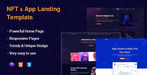 Nafton – NFT & App Landing HTML Template – 28124483