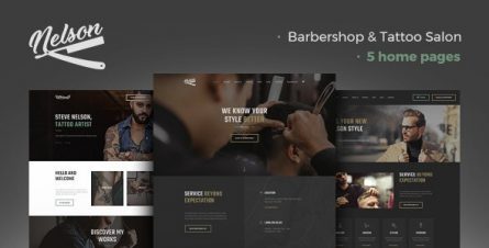 Nelson - Barbershop Hairdresser & Tattoo Salon WordPress Theme - 24525732