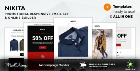 Nikita – Promotional Email Templates Set with Online Builder – 34802015