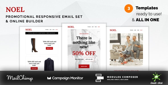 Noel – Promotional Email Templates Set with Online Builder – 34972076